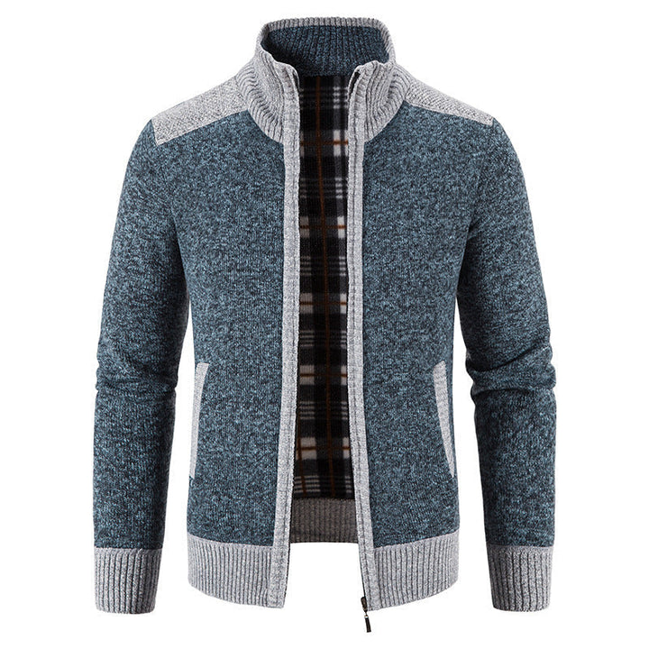 Herenvest met klassieke kraag, gebreid, warme en modieuze bovenkleding voor heren.