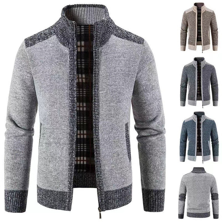 Warm winter herenvest met kraag, essentieel voor de koudere maanden, gebreid comfort.