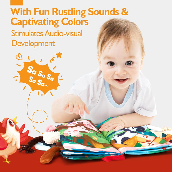 Hoog contrast Montessori voelboek, zwart-witte patronen, zacht baby speelgoed, sensorische en motorische stimulatie