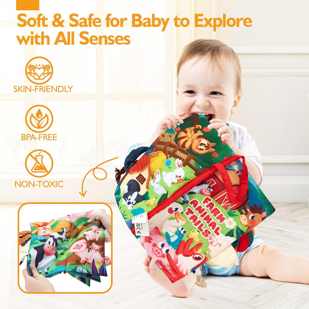Hoog contrast Montessori voelboek, zwart-witte patronen, zacht baby speelgoed, sensorische en motorische stimulatie