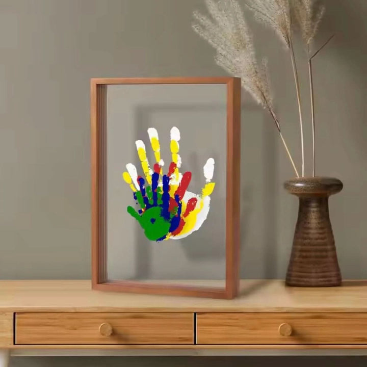 Houten baby herinneringslijst voor hand- en voetafdrukken, perfect als kraamcadeau decoratie.