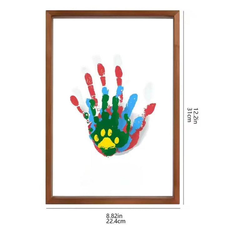 Complete set: houten herinneringslijst voor baby hand- en voetafdrukken, inclusief veilige klei.