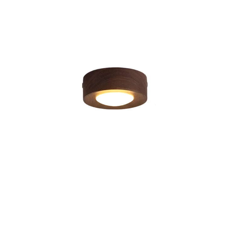 Warme walnoothouten LED plafondlamp, efficiënte sfeerverlichting voor een natuurlijk en modern huis.