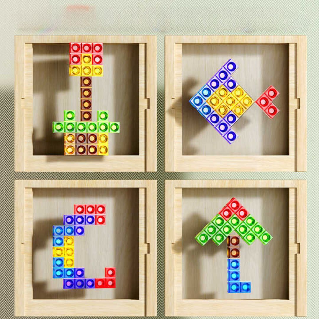 Houten bordspel Tetris puzzel, een uitdagende breintraining voor alle leeftijden. Duurzaam familie entertainment.