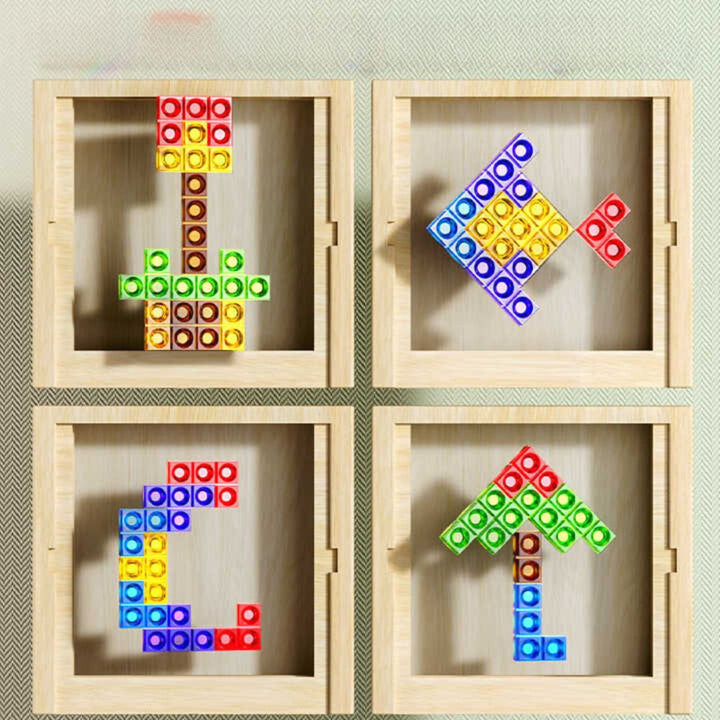 Houten bordspel Tetris puzzel, een uitdagende breintraining voor alle leeftijden. Duurzaam familie entertainment.