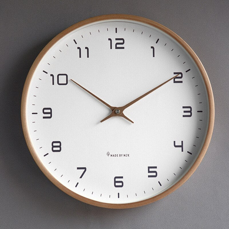 Stille houten wandklok, minimalistisch design, ideaal voor slaapkamer of kantoor. Geen tikgeluid.