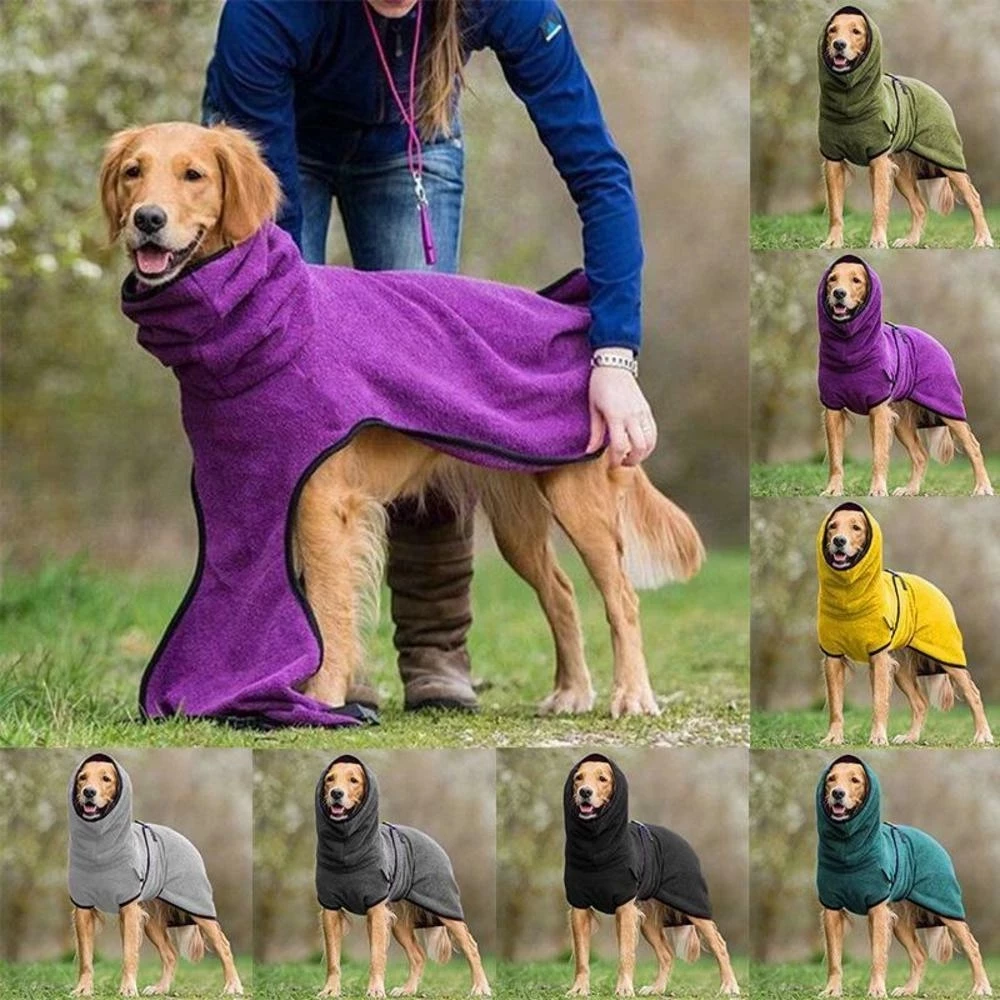 "Huisdier badjas van dik flanel in diverse kleuren, ideaal na baden voor het warm en droog houden van je huisdier."