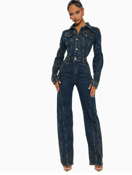 Denim Jumpsuit | Rechte Pijpen & Lange Mouwen - Comfort & Stijl
