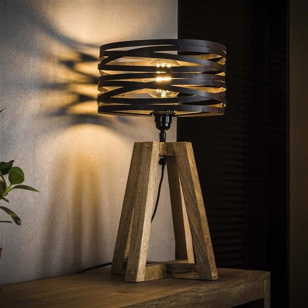 Industriële houten lamp aan muur, natuurlijke afwerking, flexibele LED-verlichting. Rustieke charme voor elk interieur.