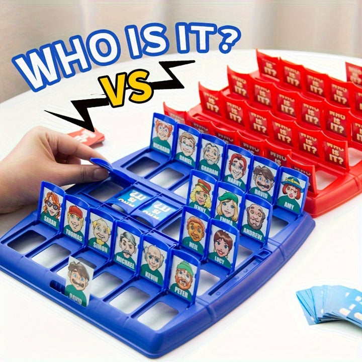 "Interactief bordspel 'Wie Is Het?' met kleurrijk speelbord en kaarten, ideaal voor gezinnen en vrienden, eenvoudig op te zet