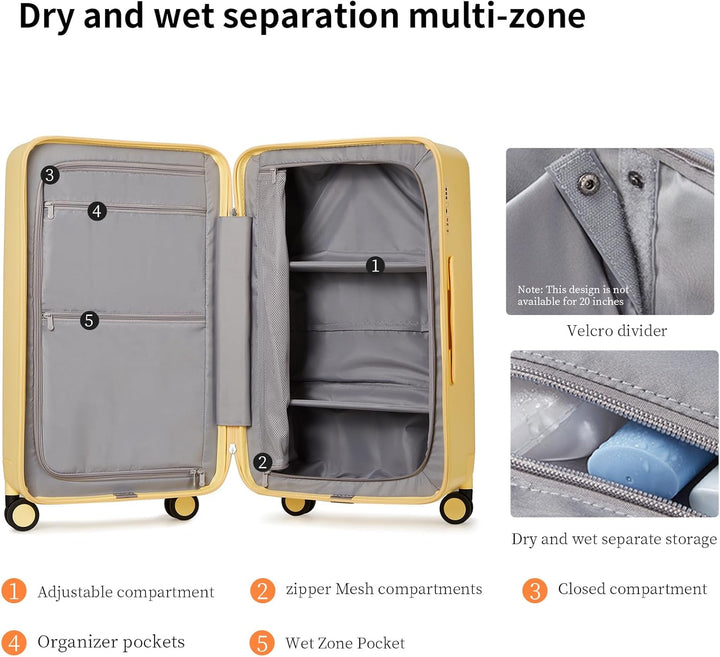 Unisex harde koffer, 26 inch, kaasgeel, met 8 spinnerwielen voor moeiteloos transport.