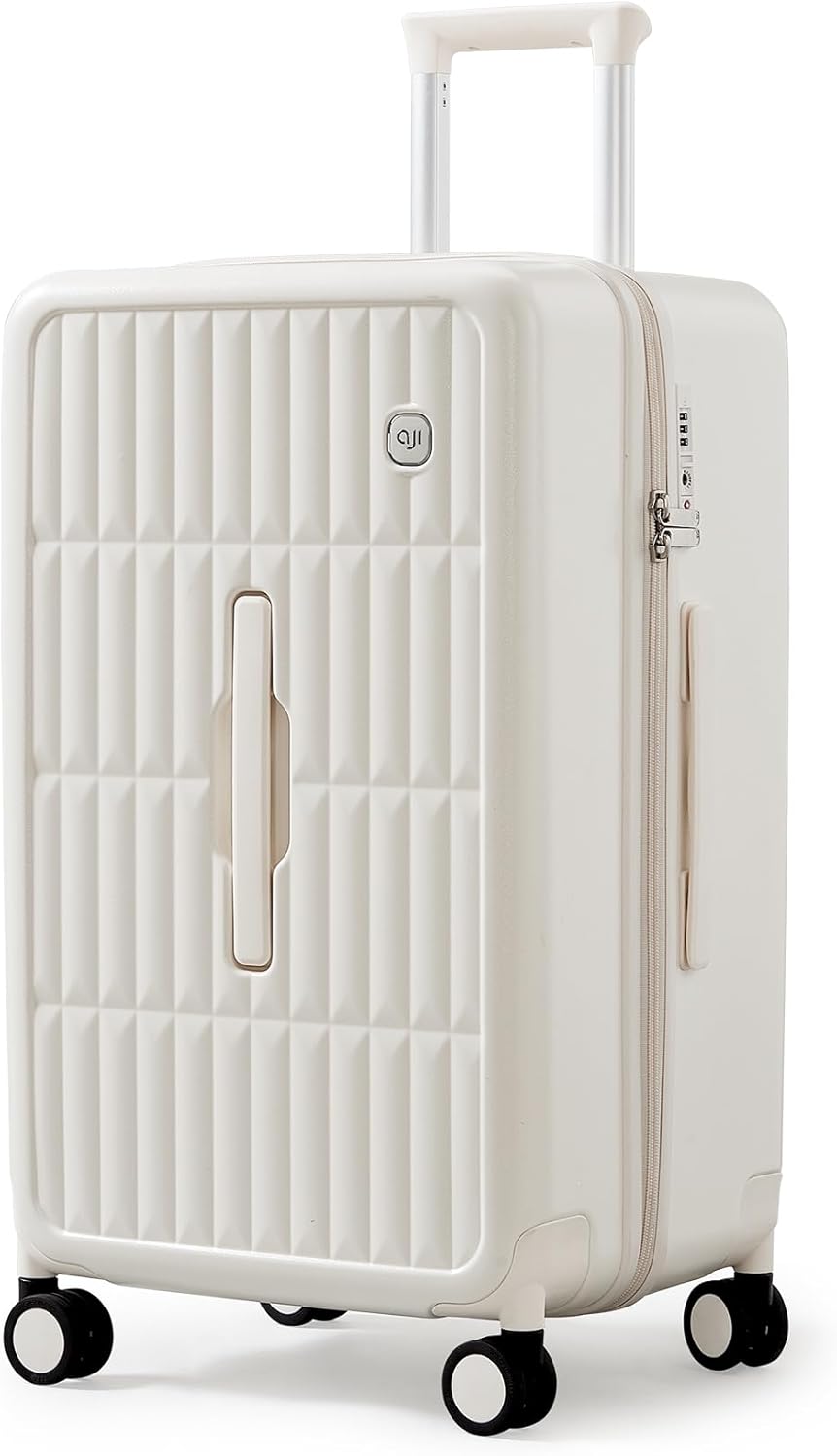 Kaasgele unisex harde koffer met 8 wielen, perfect voor georganiseerd inpakken en reizen.
