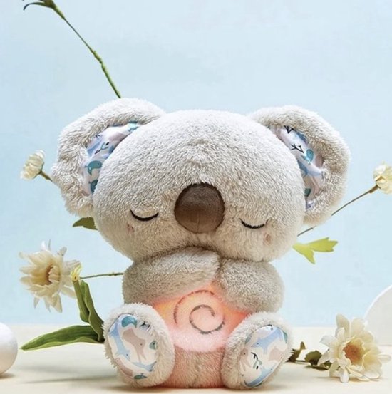 Kalmerende pluche knuffel met ademhalingsfunctie en zacht nachtlampje voor kind en volwassene.