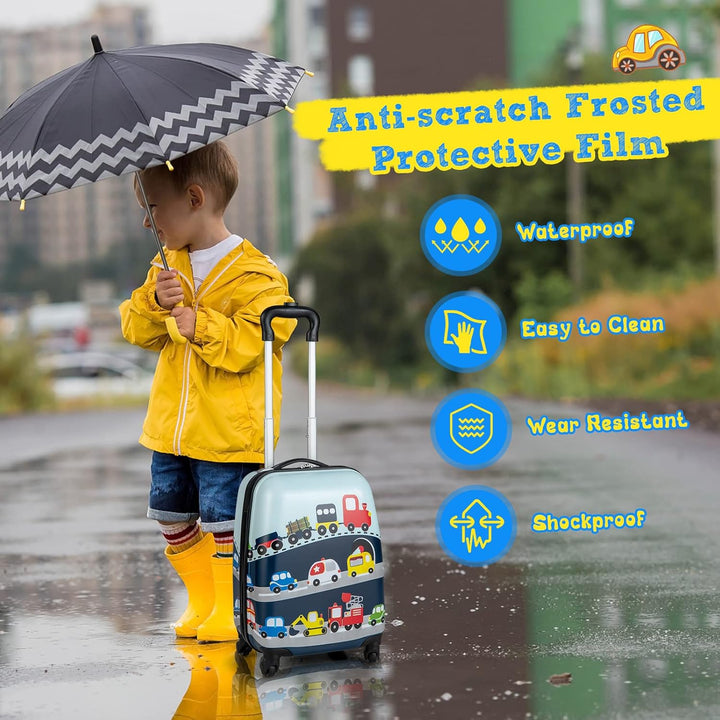 Lichtgewicht kindertrolley met 360° wielen en een bijpassende helikopter rugzak voor gemak.