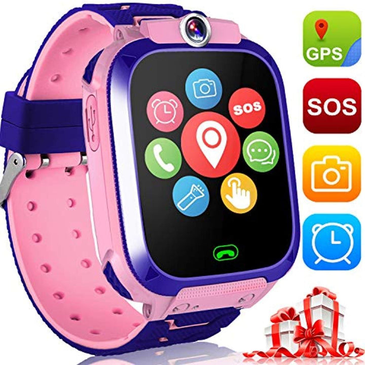 Kleurrijke kinder smartwatch met touch screen, GPS, belfunctie en SOS. Duurzaam en stijlvol design.