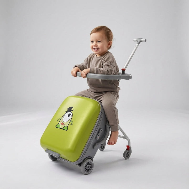 Duurzame kinderbagage trolley met stevige wielen en verstelbaar handvat, makkelijk te manoeuvreren.