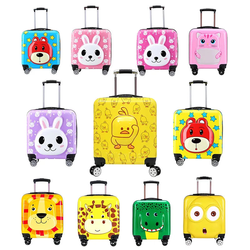 Kinderkoffer hardshell met vrolijke dierenprint, ideaal voor kinderreizen en vakanties.