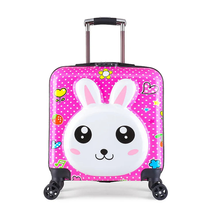 Praktische kinderkoffer hardshell met schattige dierenprint, perfecte handbagage voor kinderen op reis.