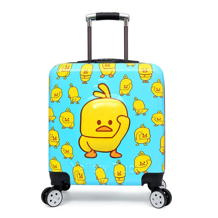 Vrolijke kinderkoffer met dierenprint voor jongens en meisjes, sterke hardshell bagage voor vakantie.