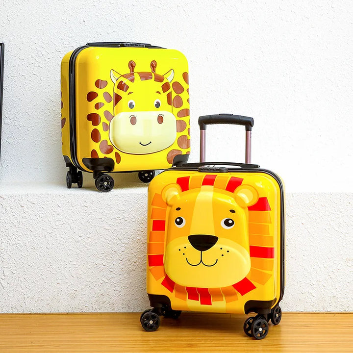 Reiskoffer kinderen hardshell met unieke dierenprint, lichte en duurzame kindertrolley voor handbagage.