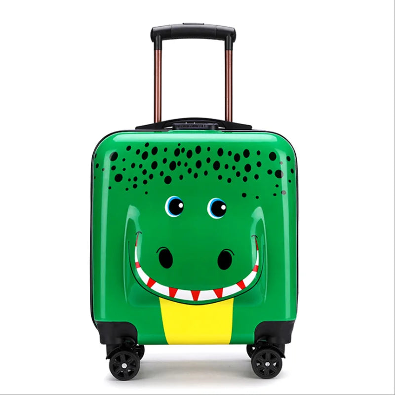 Handige kinderkoffer met wieltjes en dierenprint, hardshell trolley voor kinderreizen en weekendjes weg.