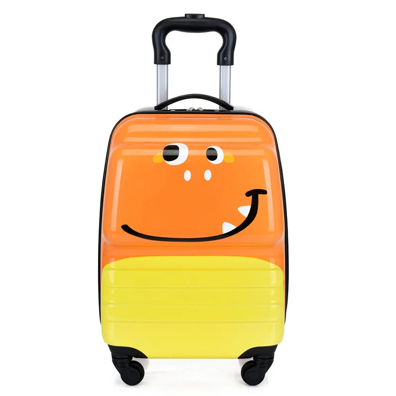 Lichtgewicht rolkoffer voor kinderen met vrolijk dierenontwerp. Makkelijk mee te nemen als handbagage.