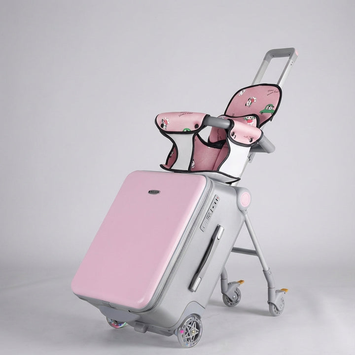 Compacte kinderkoffer met ride-on functie: Ideaal voor reizen met kinderen, biedt bagageopslag en vermaak.