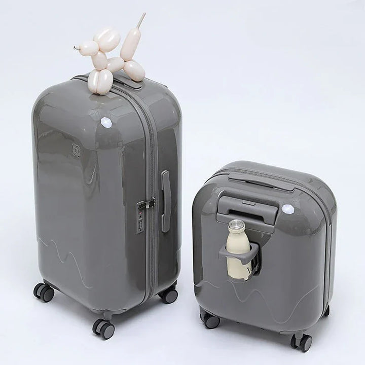 Comfortabele kindertrolley met stille zwenkwielen en veiligheidsslot; ideaal voor jonge reizigers.
