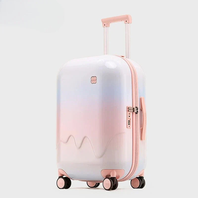 Stijlvolle kinderkoffer met cijferslot; ideale bagage voor kinderreizen, makkelijk te manoeuvreren trolley.