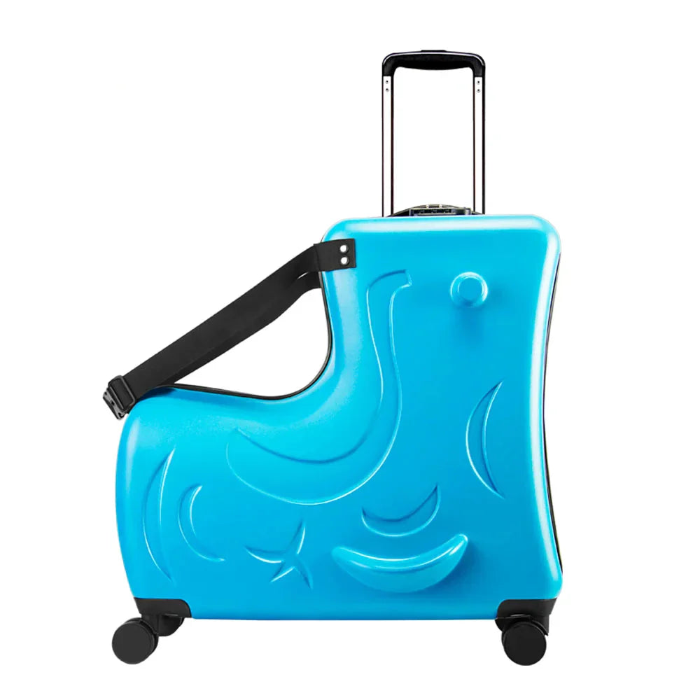 Moderne kinderreitkoffer Milan als zitkoffer, een must-have voor kinderen en hun reisbagage.