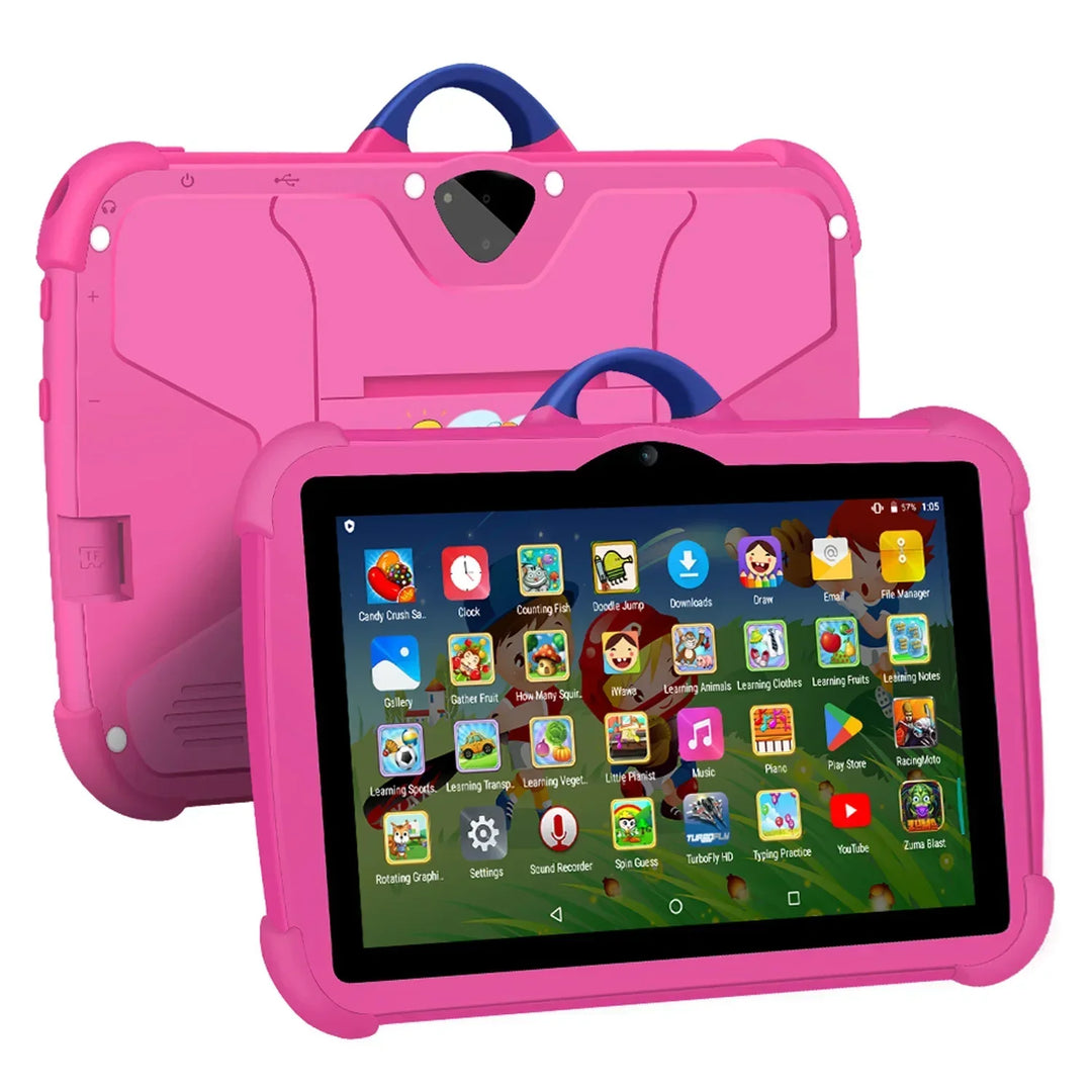 Kindertablet 7 inch met 64GB opslag voor educatief spel en leren, ideaal voor kinderen.