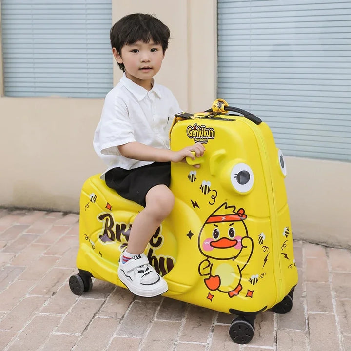 Handige kindertrolley met scooterfunctie, maakt reizen met bagage voor kind eenvoudiger en leuker.