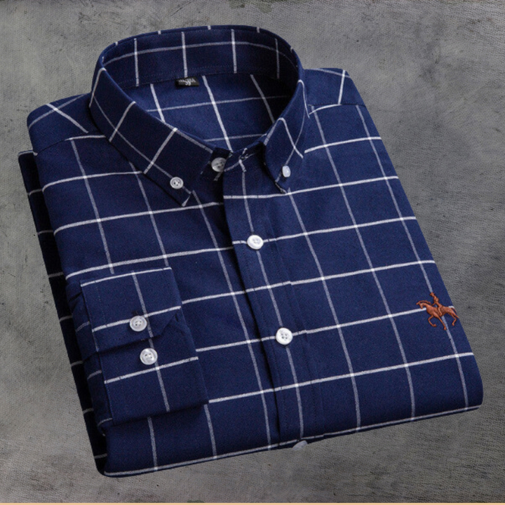 Klassiek elegant herenoverhemd, blauw gestreept, lange mouwen, lichtgewicht en veelzijdig voor elke gelegenheid.