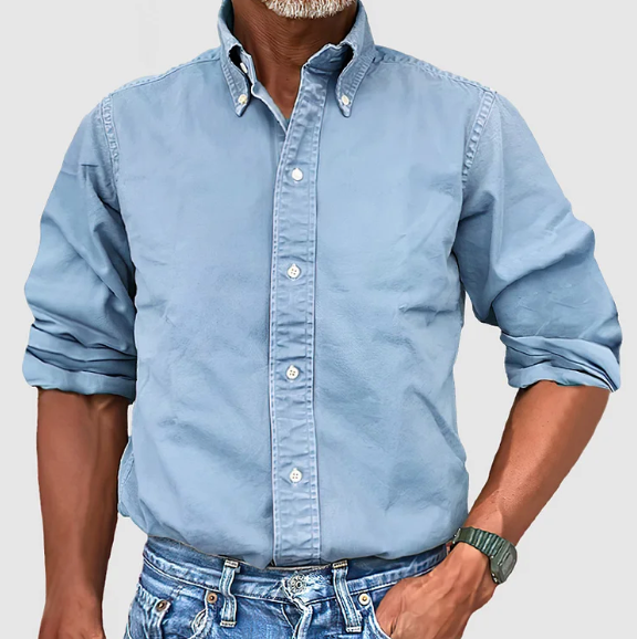 Tijdloos klassiek heren overhemd met knoopsluiting en lange mouwen. Essentieel, comfortabel en veelzijdig voor mannen.