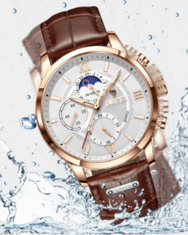 Klassiek waterdicht herenhorloge, elegant design, tijdloos en robuust, ideaal voor zowel formele als informele gelegenheden