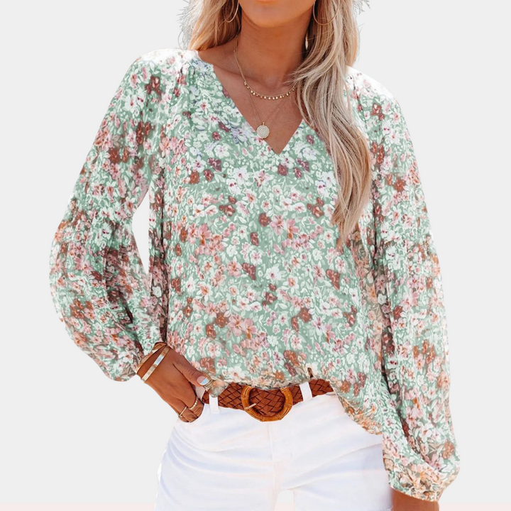 Comfortabele damesblouse met lange mouwen, elegant en veelzijdig voor zowel kantoor als vrije tijd.