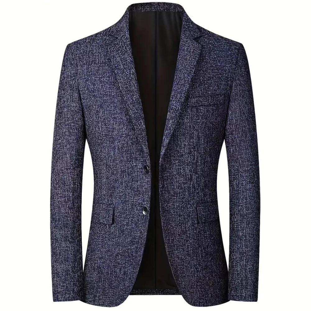 Formele heren blazer; comfortabel en modern klassiek ontwerp. Ideaal voor zakelijke bijeenkomsten of chique evenementen.