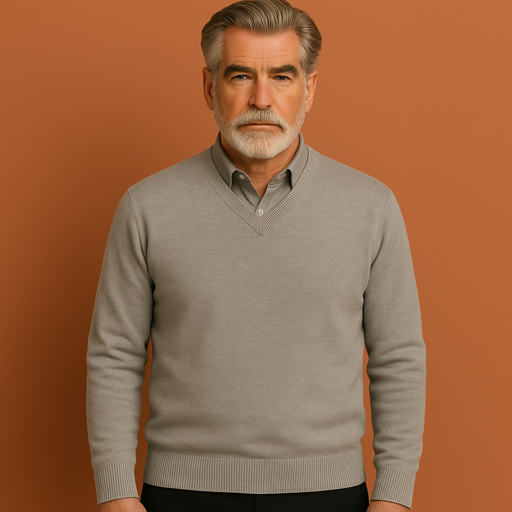 Comfortabele heren pullover met V-hals, zachte stof ideaal voor dagelijks casual of formeel gebruik.