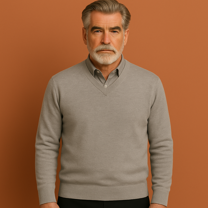 Comfortabele heren pullover met V-hals, zachte stof ideaal voor dagelijks casual of formeel gebruik.
