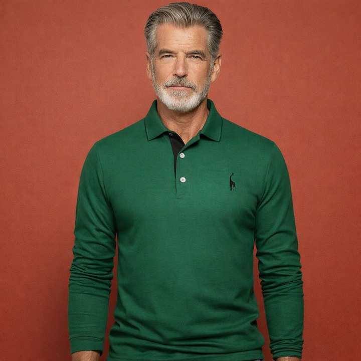 Elegante herenpolo met lange mouwen, knoopsluiting en kraag, perfect voor de overgangsseizoenen.