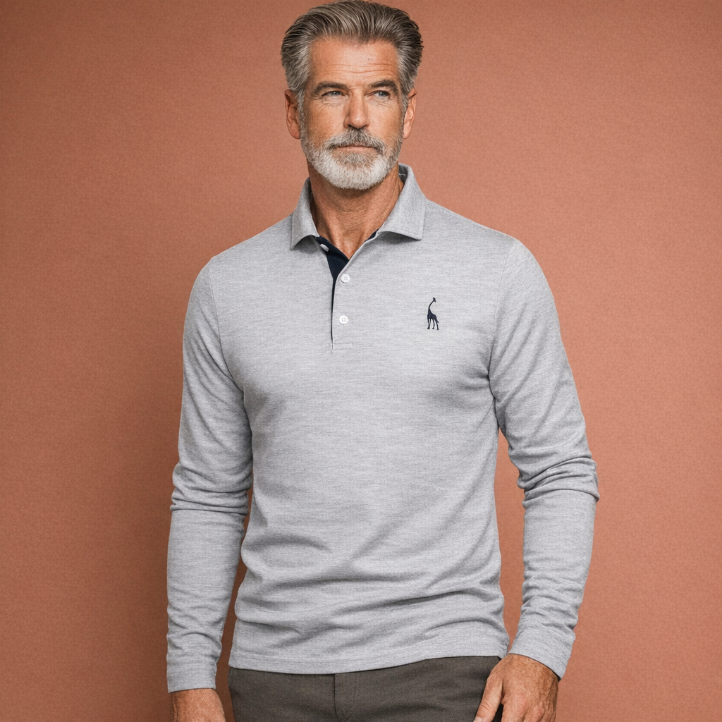 Lente/herfst herenpolo met lange mouwen, een klassiek en stijlvol kledingstuk voor elke garderobe.