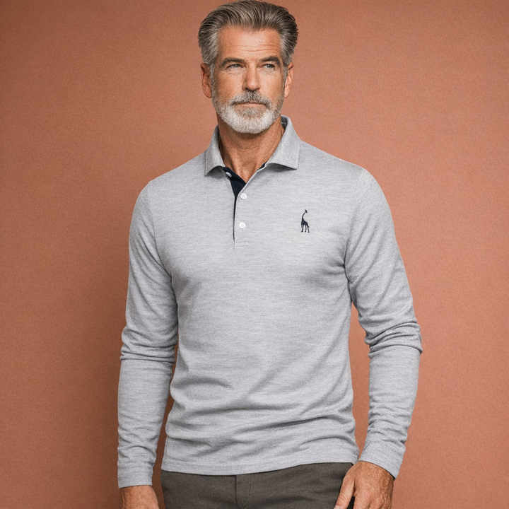 Lente/herfst herenpolo met lange mouwen, een klassiek en stijlvol kledingstuk voor elke garderobe.