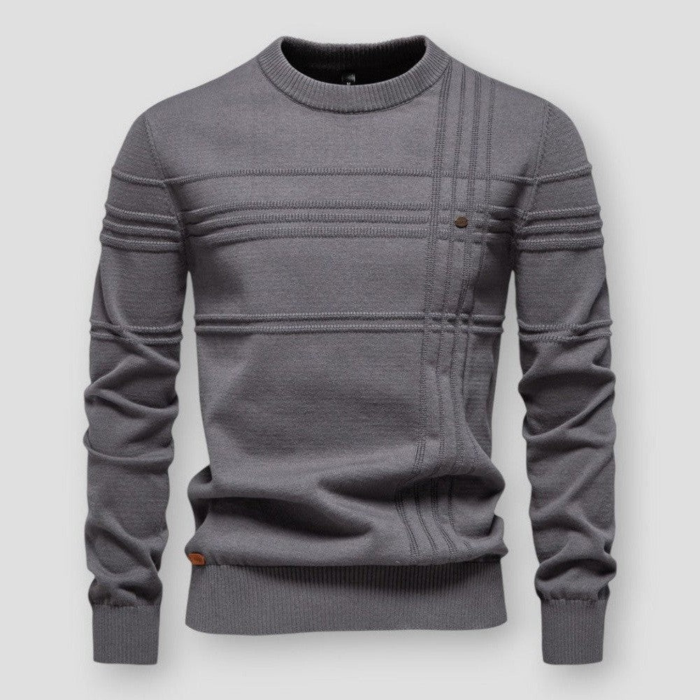 Klassieke herentrui met ronde hals, tijdloos stijlvol en comfortabel voor elke casual gelegenheid.