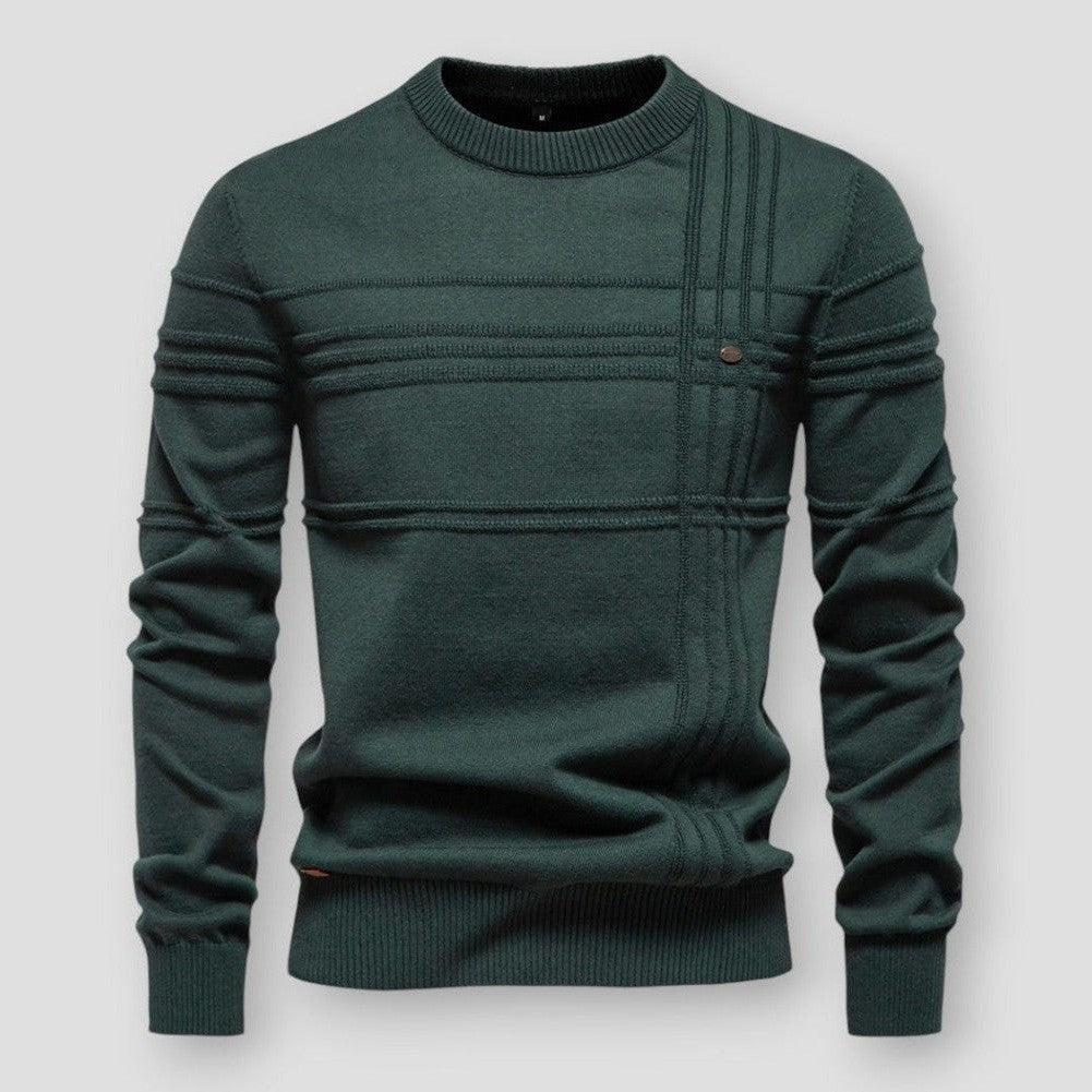 Tijdloze herentrui met ronde hals, een essentieel kledingstuk voor een klassieke en comfortabele stijl.