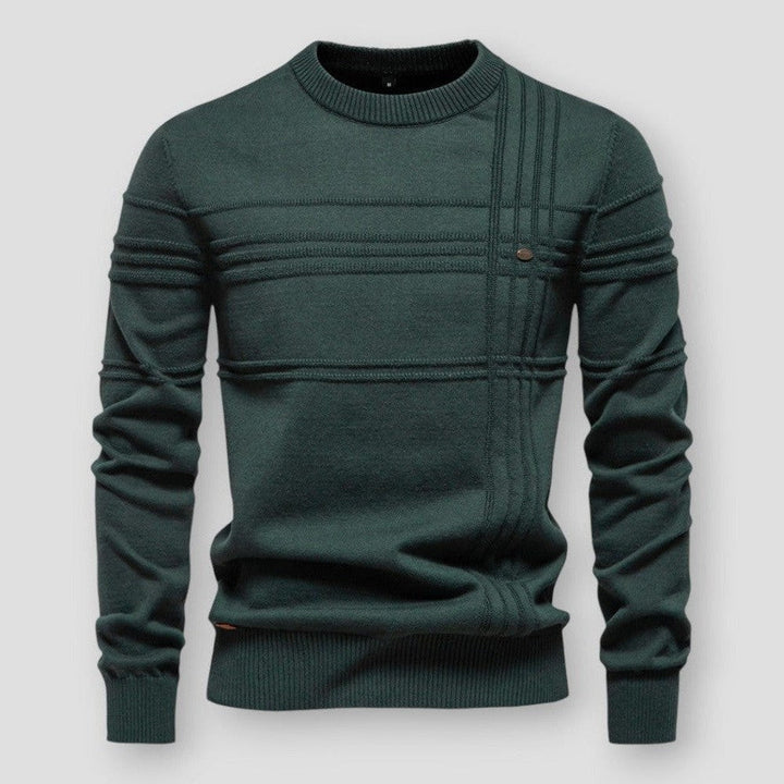 Tijdloze herentrui met ronde hals, een essentieel kledingstuk voor een klassieke en comfortabele stijl.