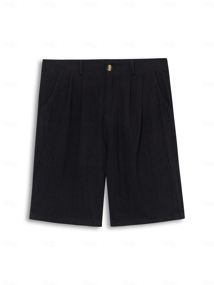 "Klassieke linnen-katoenen herenbroek in beige, ademend en zacht, ideaal voor casual en elegante zomerse outfits."