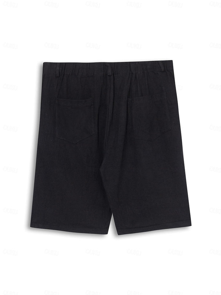 "Klassieke linnen-katoenen herenbroek in beige, ademend en zacht, ideaal voor casual en elegante zomerse outfits."