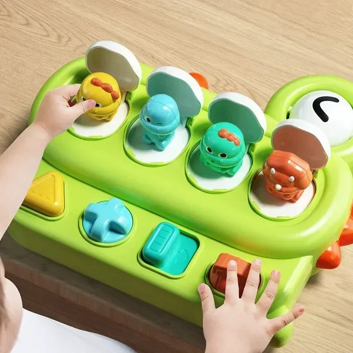 "Kleurrijk educatief baby speelgoed met pop-up functies, stimuleert creativiteit en probleemoplossend vermogen."