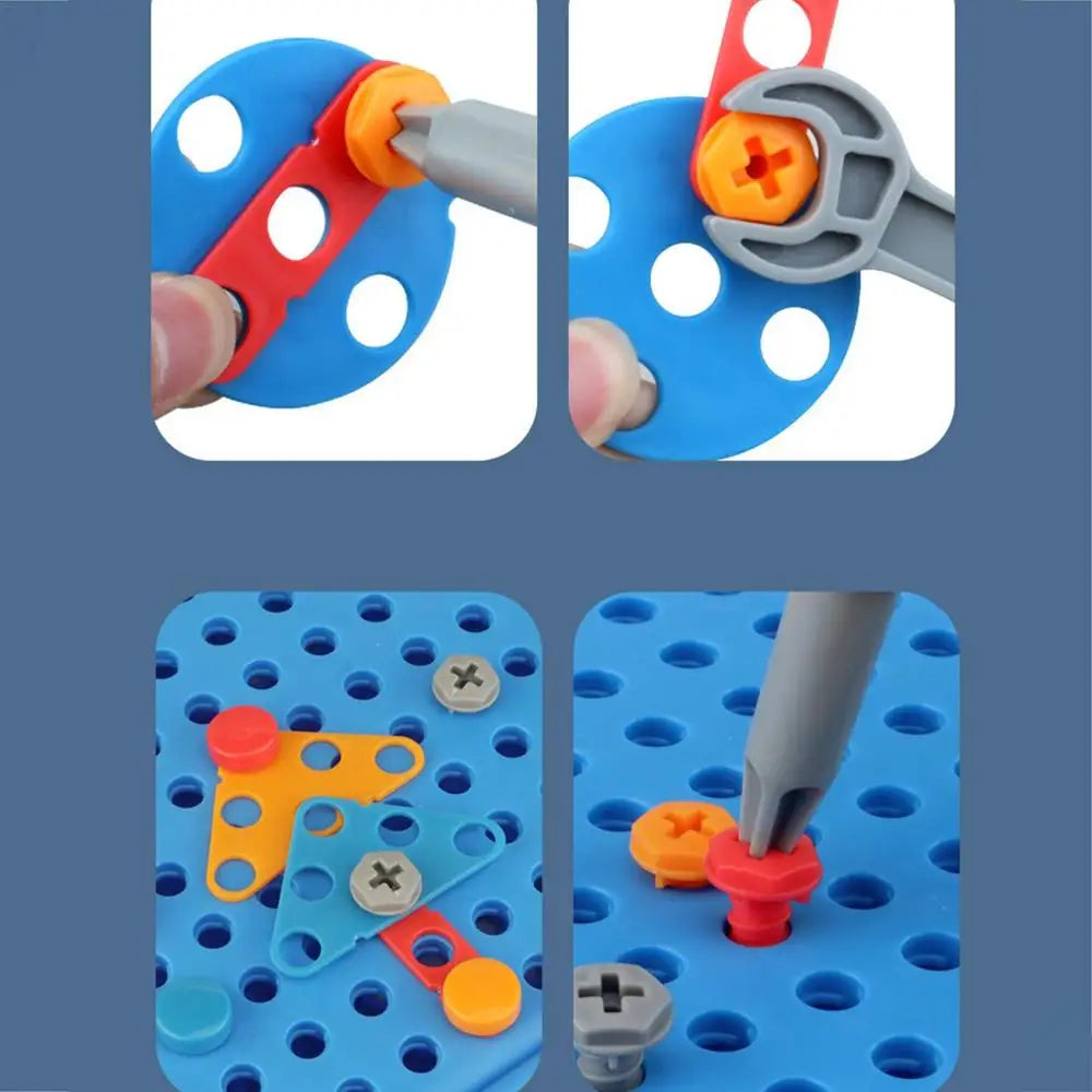 Kleurrijke Screw Set bouwspeelgoed voor kinderen, bevat elektrische boor en onderdelen in stevige opbergkoffer, educatief plezier