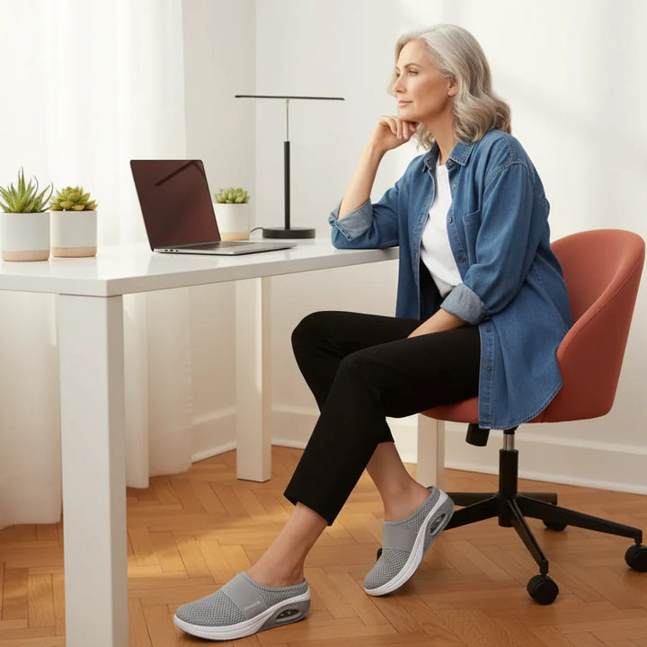Comfort schoenen dames: Lagoz Lily roze instappers met steunzool